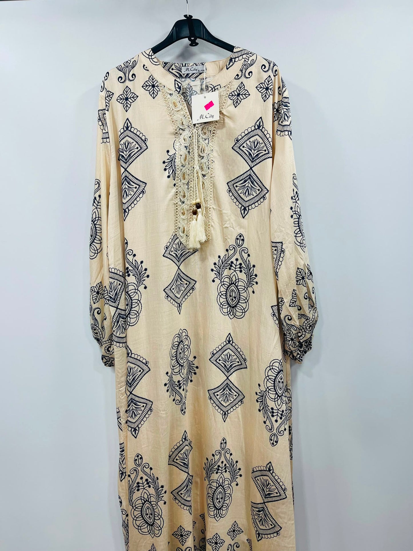 Women's Embroidered Printed Maxi Dress – Elegant Casual Wear