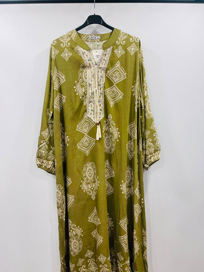 Women's Embroidered Printed Maxi Dress – Elegant Casual Wear