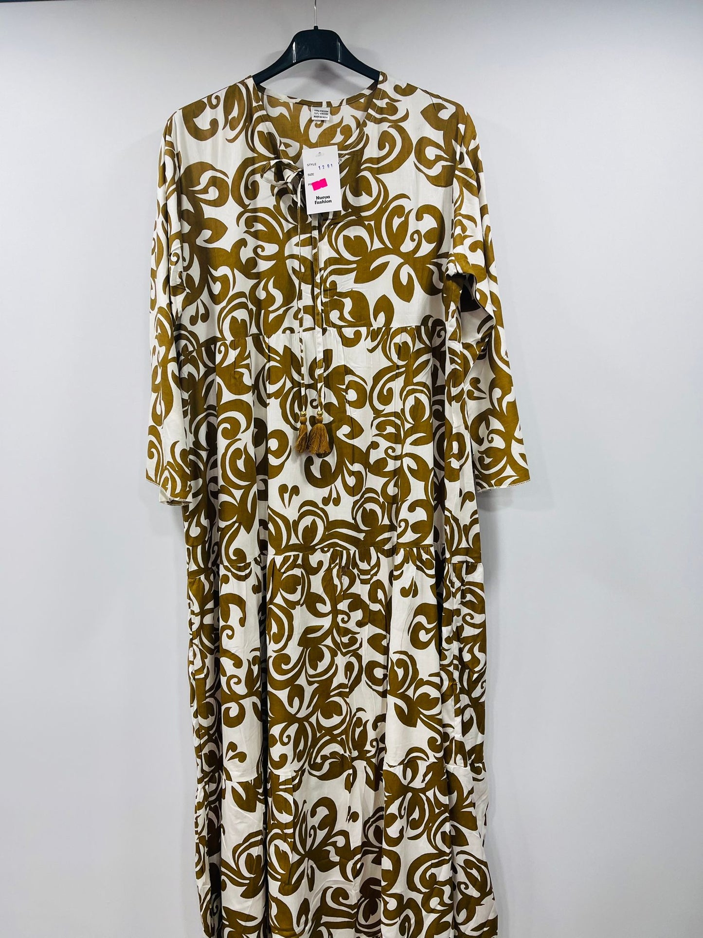 Casual Arabesque Printed Loose-Fit Maxi Dress