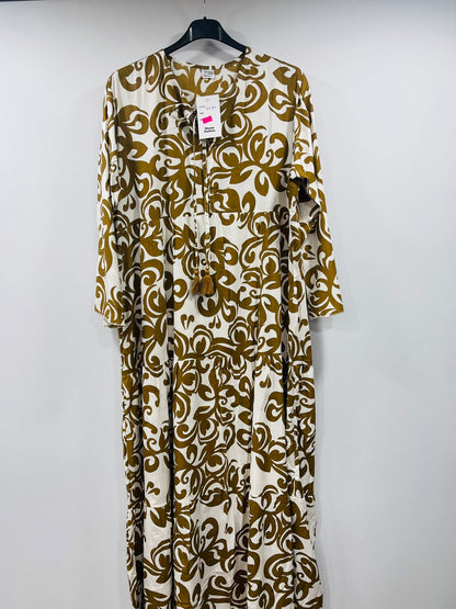 Casual Arabesque Printed Loose-Fit Maxi Dress