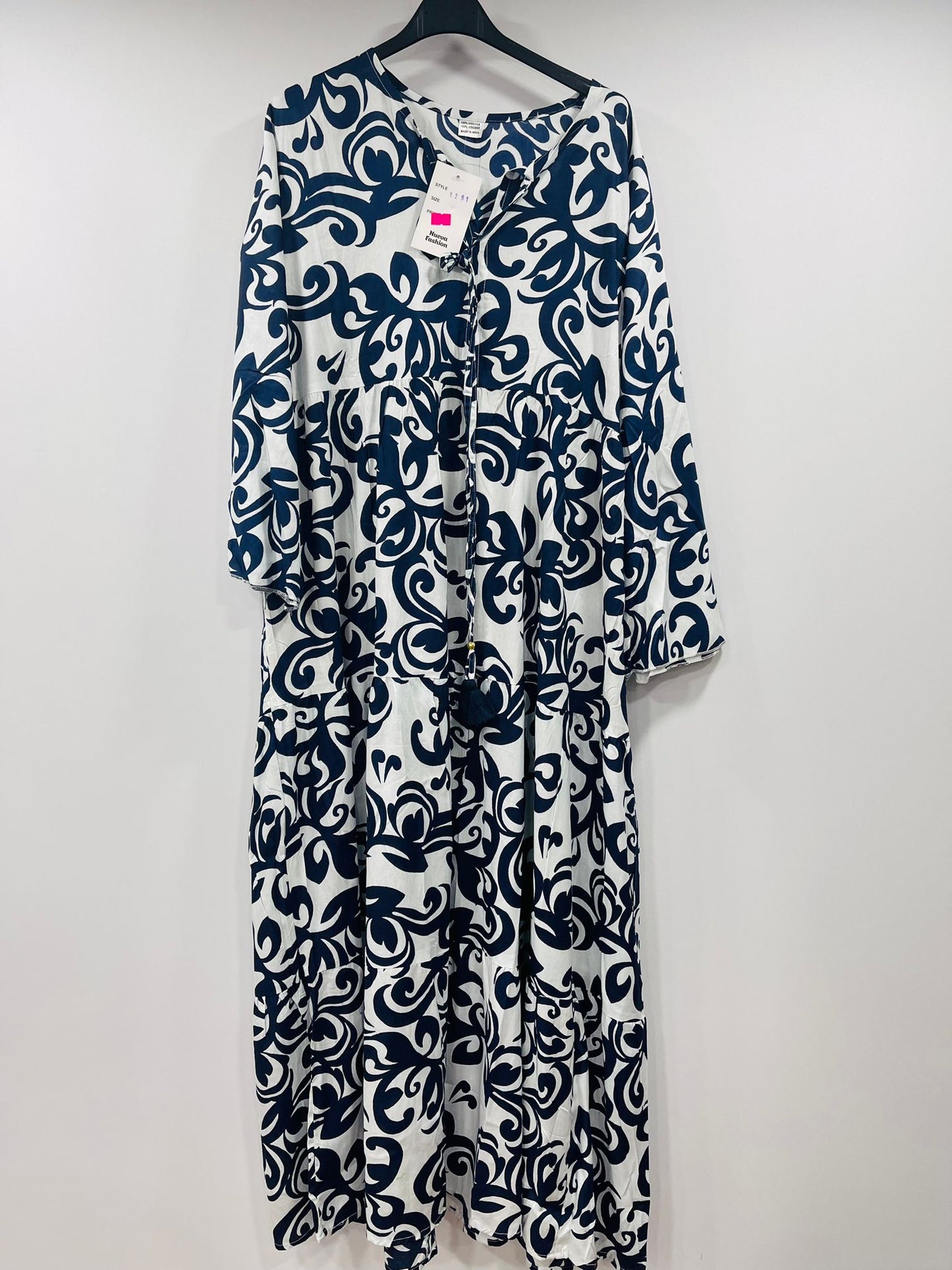 Casual Arabesque Printed Loose-Fit Maxi Dress