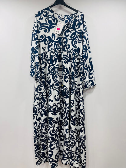 Casual Arabesque Printed Loose-Fit Maxi Dress