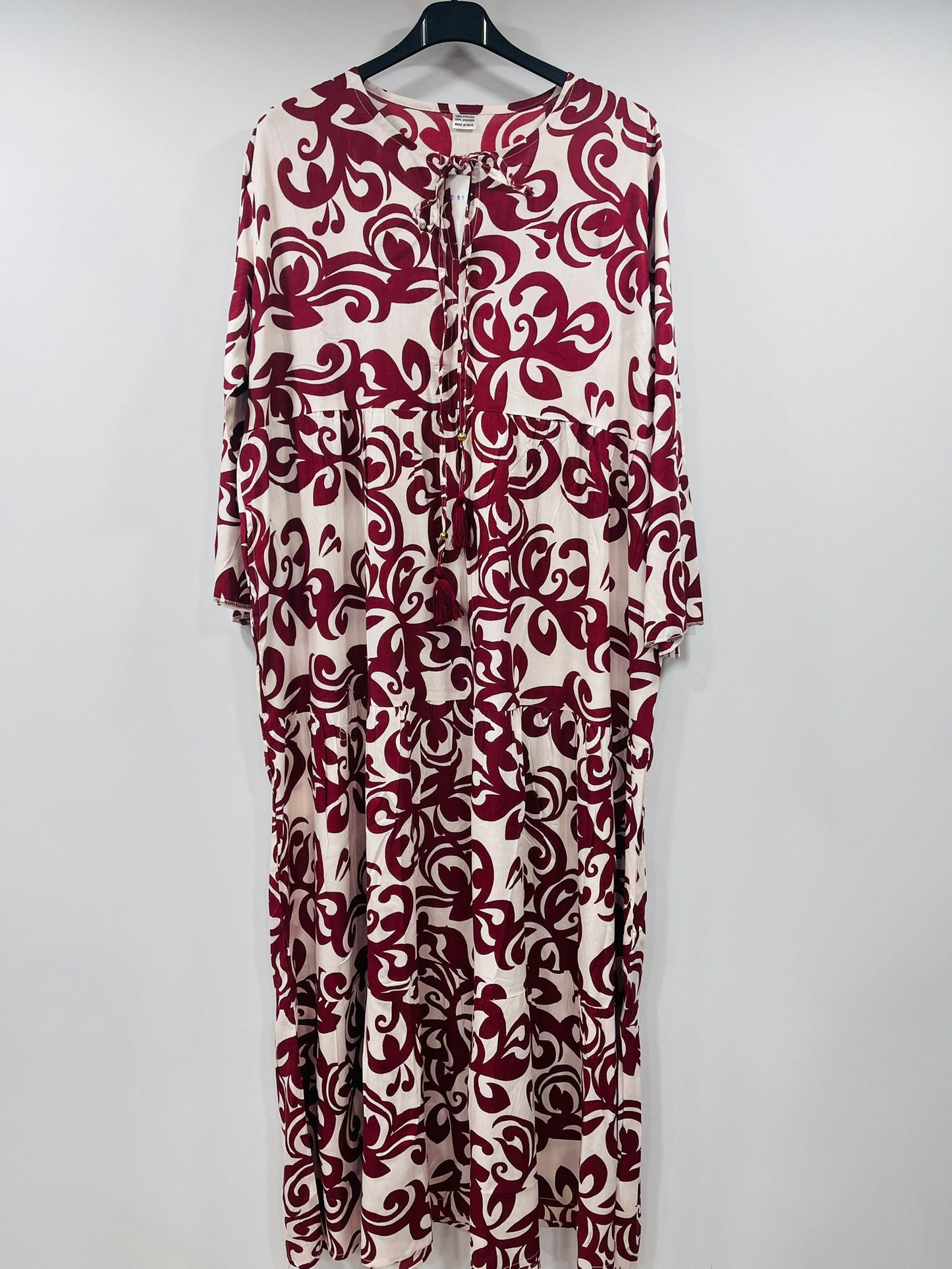 Casual Arabesque Printed Loose-Fit Maxi Dress
