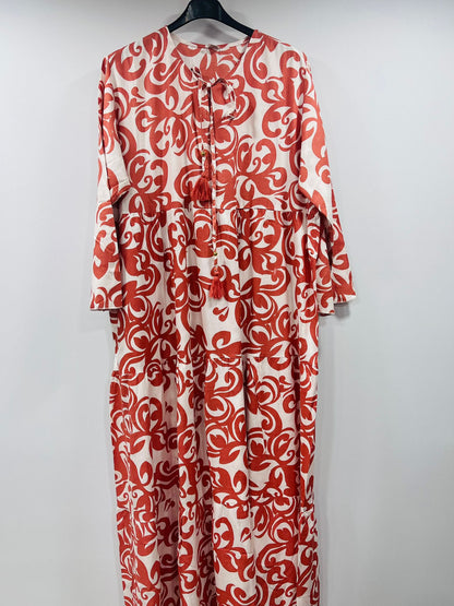 Casual Arabesque Printed Loose-Fit Maxi Dress