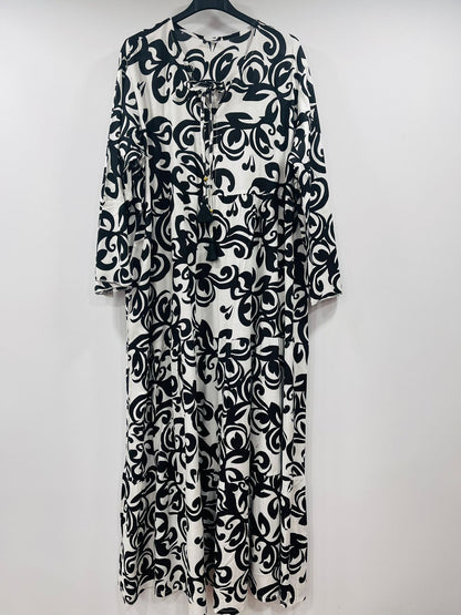 Casual Arabesque Printed Loose-Fit Maxi Dress