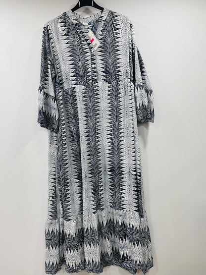 Boho Long-Sleeve Henley Neck Tiered Gown