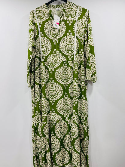 Casual Ethnic Printed Maxi Dresses with Button Details