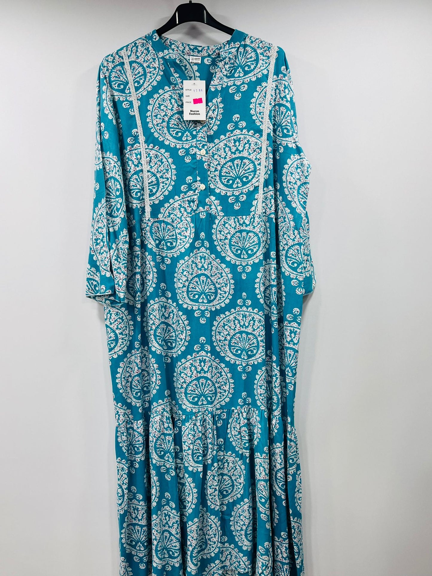 Casual Ethnic Printed Maxi Dresses with Button Details