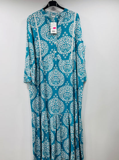 Casual Ethnic Printed Maxi Dresses with Button Details