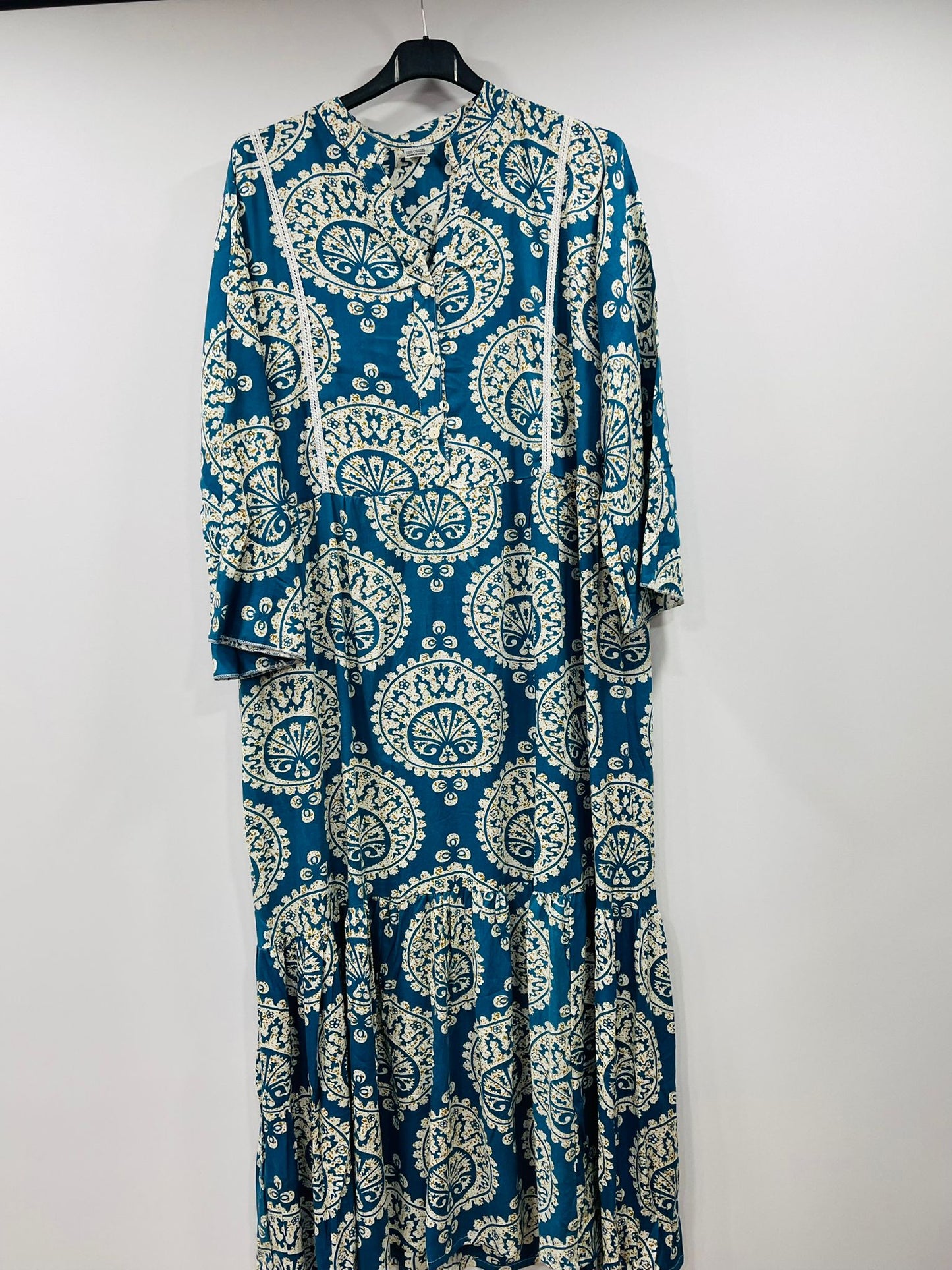 Casual Ethnic Printed Maxi Dresses with Button Details