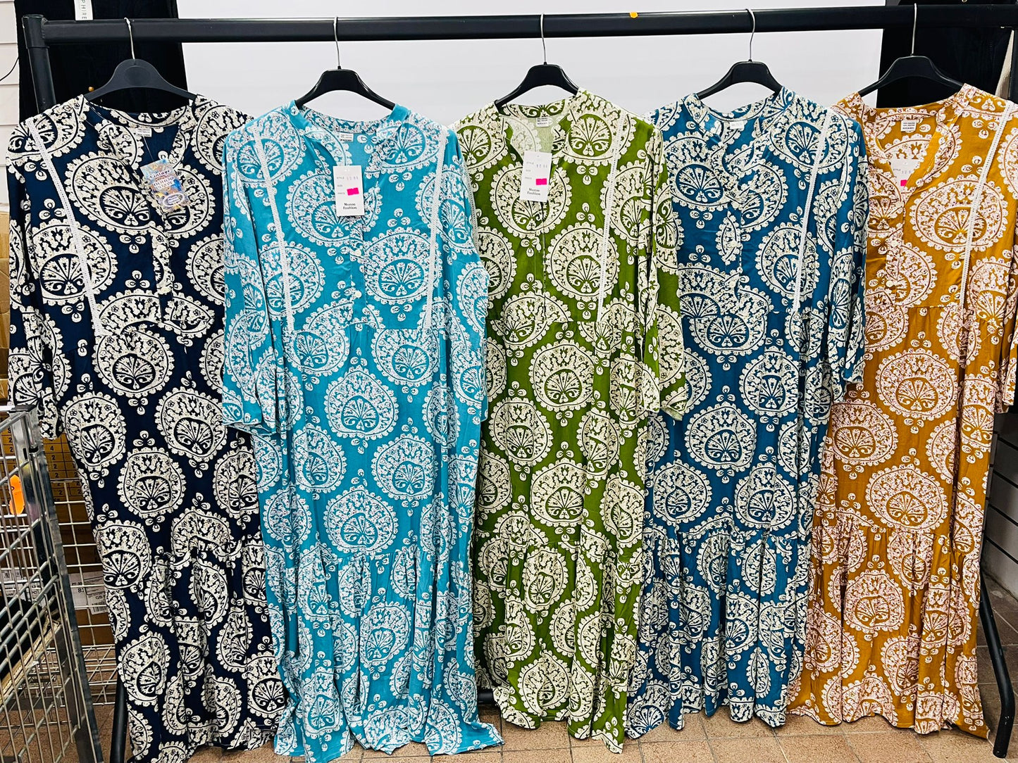 Casual Ethnic Printed Maxi Dresses with Button Details