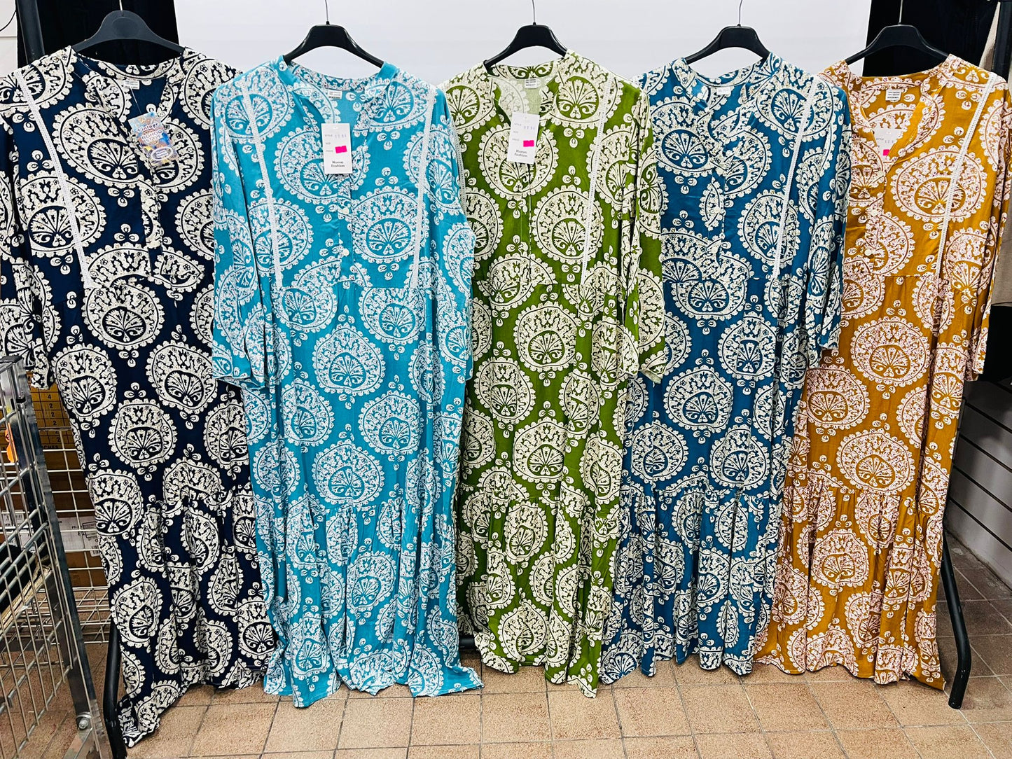 Casual Ethnic Printed Maxi Dresses with Button Details
