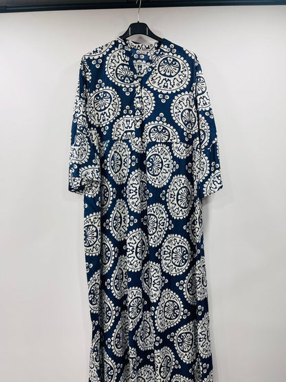 Boho Long-Sleeve Tiered Gowns with Ornamental Pattern