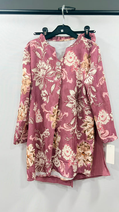 Casual Floral Patterned Blouse and Trousers Combo