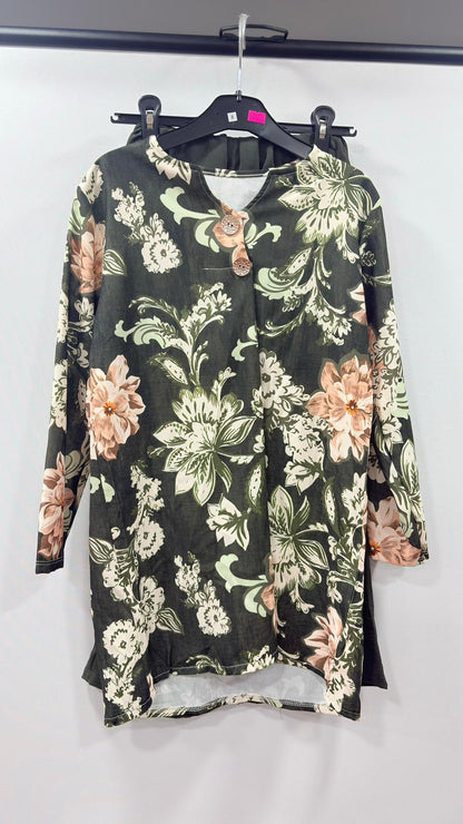 Casual Floral Patterned Blouse and Trousers Combo