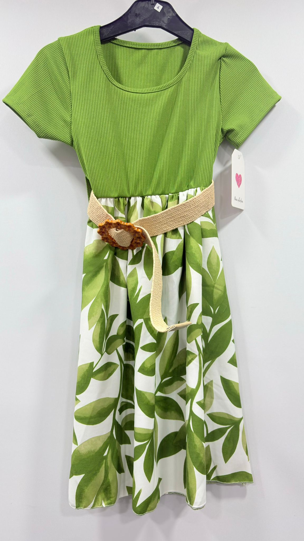 Girls Floral Print Belted Dress | Short Sleeve Party Dress