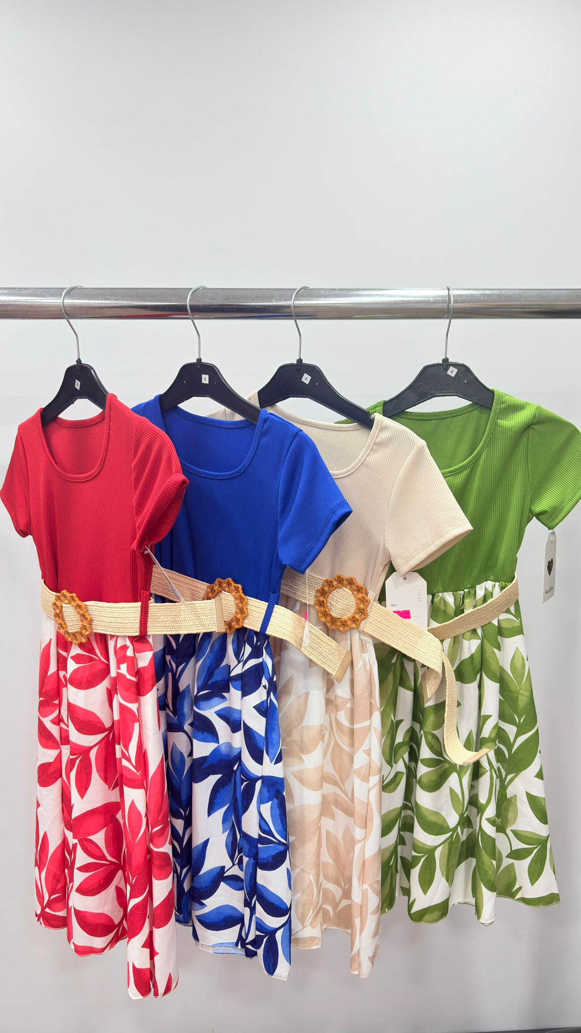 Girls Floral Print Belted Dress | Short Sleeve Party Dress