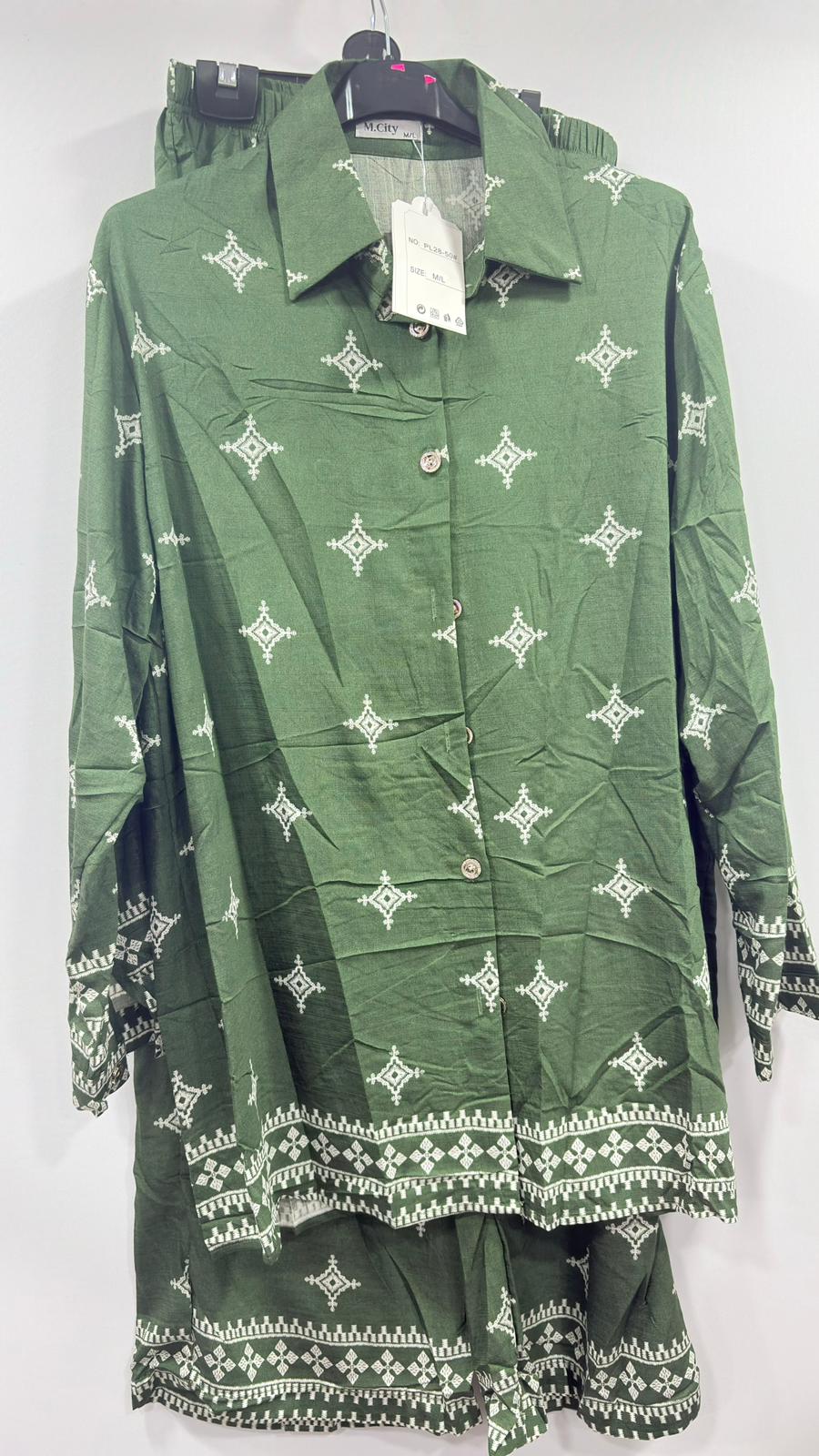 Ladies Cotton Printed 2-Piece Co-Ord Set