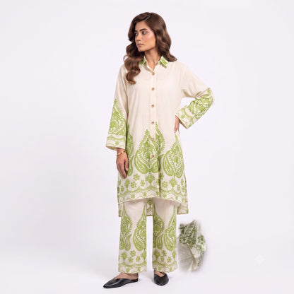 Ladies Embroidered Cotton Linen Two Piece Co-Ord Set