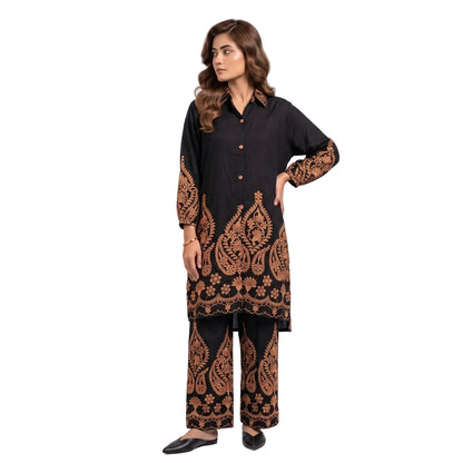 Ladies Embroidered Cotton Linen Two Piece Co-Ord Set