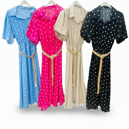 Women's Polka Dot A-Line Maxi Dress | Casual Summer Dress