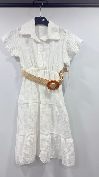 Girls Cotton Belted Shirt Dress – Classic Summer Dress