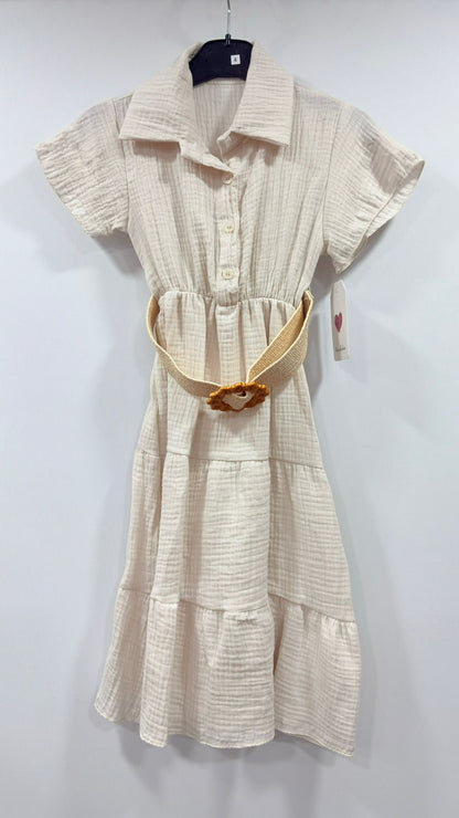 Girls Cotton Belted Shirt Dress – Classic Summer Dress