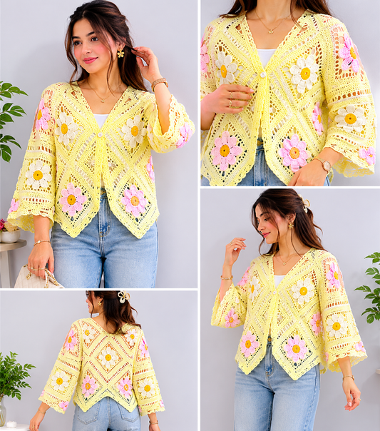 Floral crochet jacket or shirt