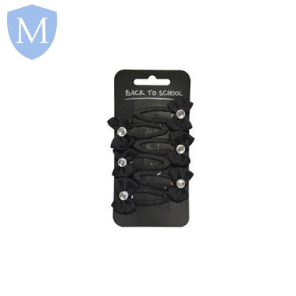 Plain Girls Diamante Bow Hair Clips (Hair Accessory) (POA) Mansuri