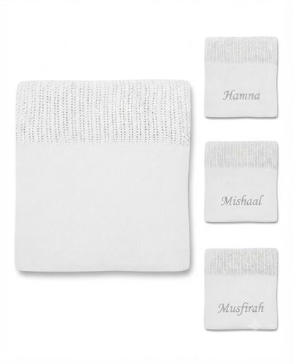Personalized Baby Cellular Cotton Blanket with Plain Solid Panel
