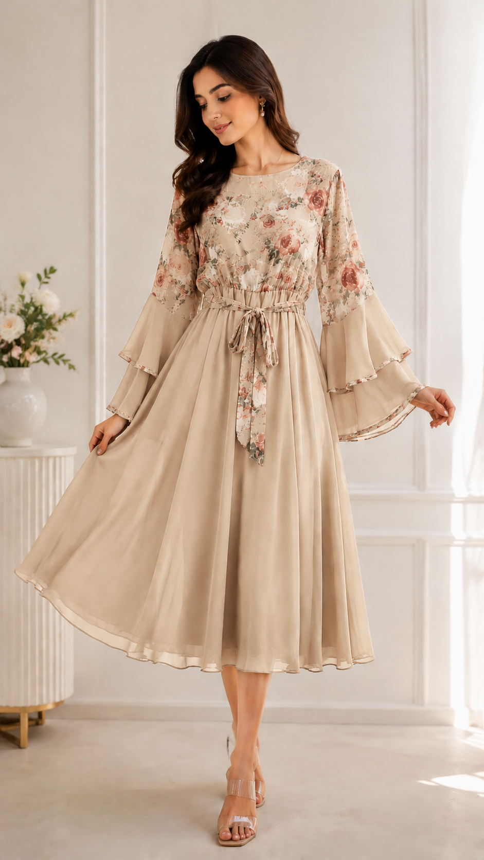Elegant Printed Short Dress for Women