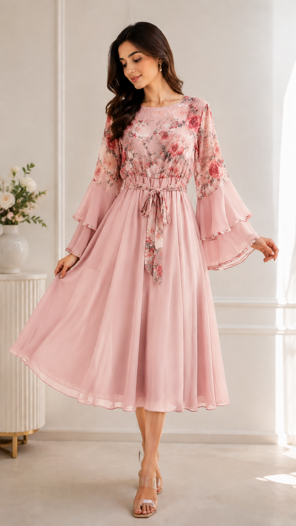 Elegant Printed Short Dress for Women