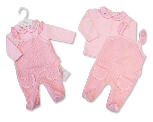 Baby Girls Jacquard 2 pcs Dungaree Set with Pockets (NB-9m) (PK6)  BIS-2020-2634