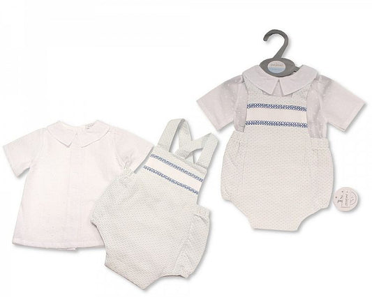 Baby Boys 2 pcs Dungaree Set with Smocking - (0-12 Months) (PK6) Bis-2120-6060