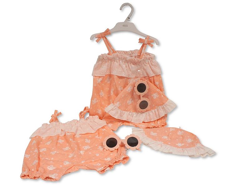 Baby Girls 2 pcs Romper Set with Sunglasses - Butterflies (0-9 Months) (PK6) Bis-2120-6352