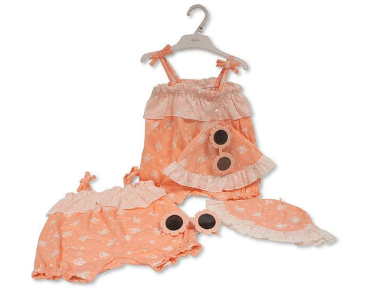 Baby Girls 2 pcs Romper Set with Sunglasses - Butterflies (0-9 Months) (PK6) Bis-2120-6352