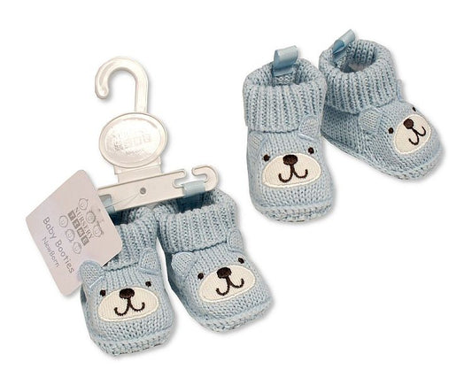 Knitted Baby Booties with Dog Face Embroidery and Ears (0-3m) (PK6) BSS-116-838