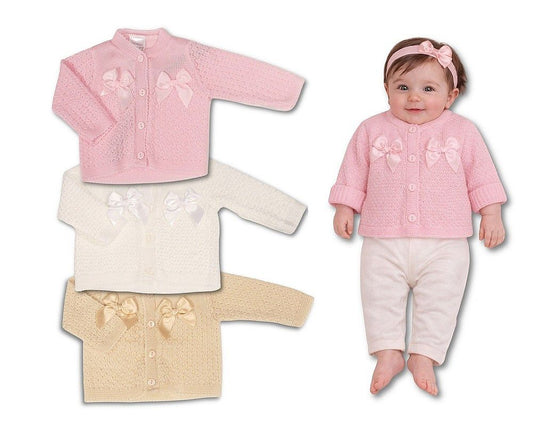 Knitted Baby Girls Cardigan with Bows - (PK6) (9-24m) BW-10-1010_24
