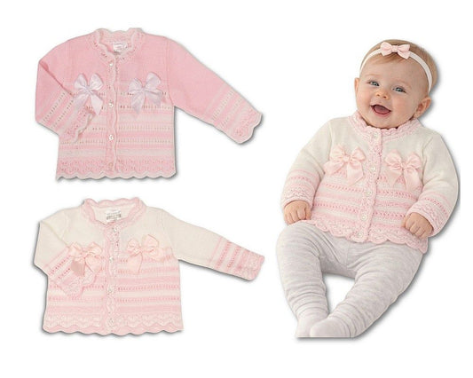 Knitted Baby Girls Cardigan with Bows - (PK6) (9-24m) BW-10-1011_24