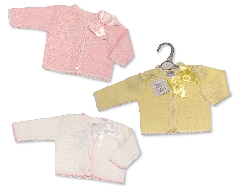 Knitted Baby Girls Cardigan with Bow (9-24 Months) (PK6) Bw-10-180