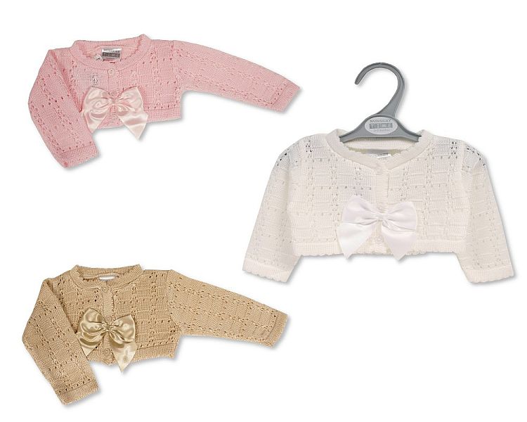 Baby Girls Knitted Bolero with Bow (0-9 Months) (PK6) Bw-10-223