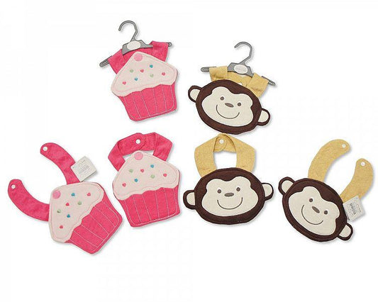 Baby Bibs - Cup Cake/ Monkey - Kidswholesale.co.uk