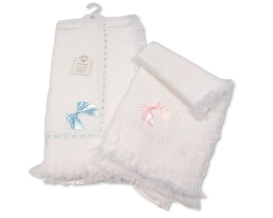 Baby Hanger Ribbon Lace Shawl with Bow (120x120cm) (PK1) BW-110-399
