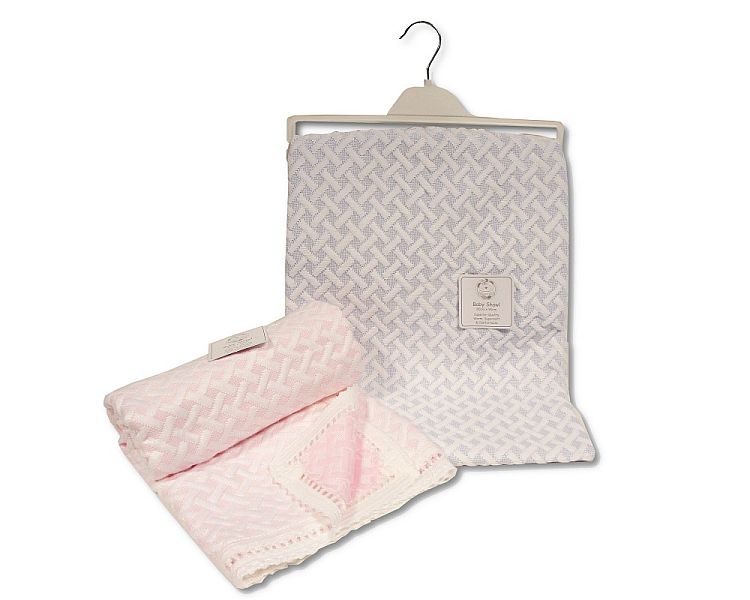 Baby Shawl with Braided Pattern and Lace Border - Bw-110-422