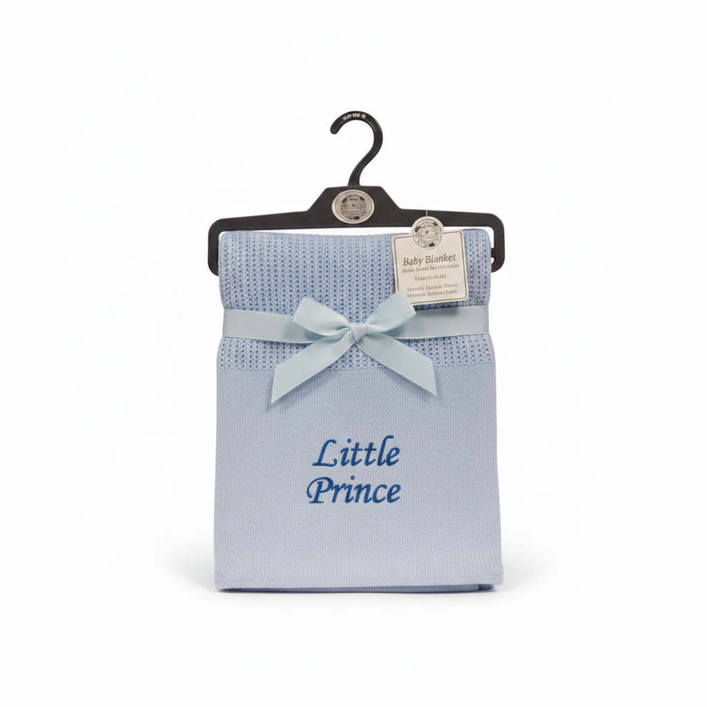 Personalized Baby Cellular Blanket with Embroidery