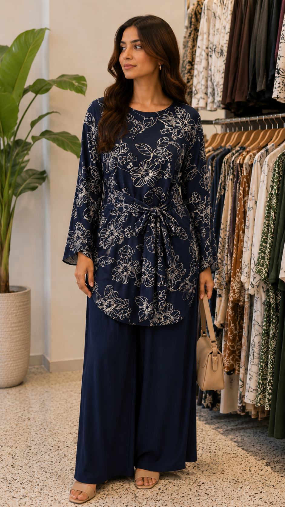 Floral Tie-Waist Relaxed Co-Ord Set