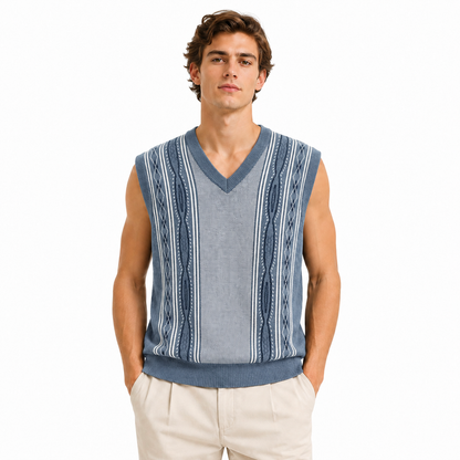 Classic Argyle and Stripe Patterned Vest