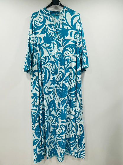 Casual Graphic Printed Maxi Dresses with Button Details - MANSURI FASHIONS