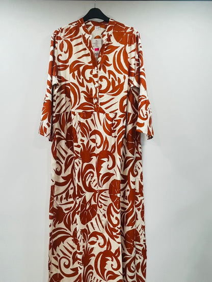 Casual Graphic Printed Maxi Dresses with Button Details - MANSURI FASHIONS