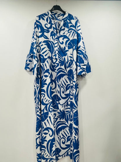 Casual Graphic Printed Maxi Dresses with Button Details - MANSURI FASHIONS